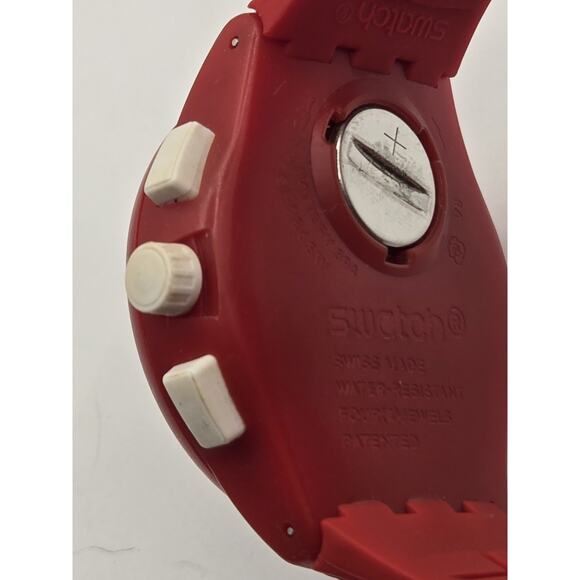 Swatch Spremuta Chronograph Red Dial Red Silicone 42mm Unisex Watch SUSR403. - Picture 11 of 12
